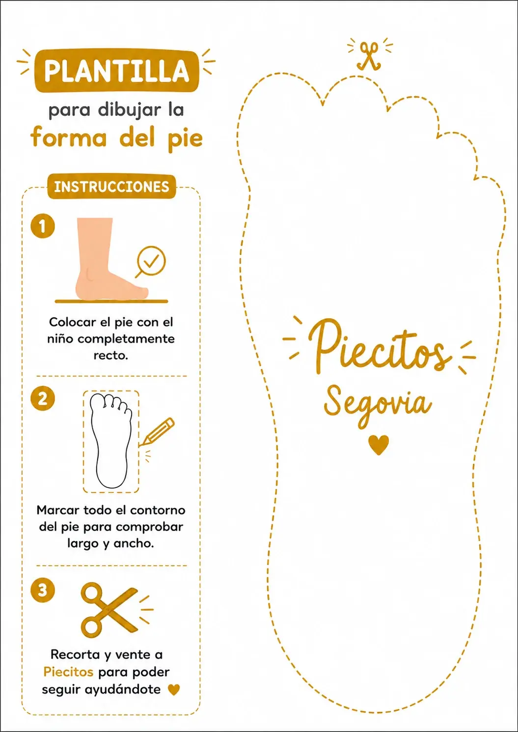 Vista previa de la plantilla de Piecitos para dibujar el contorno del pie