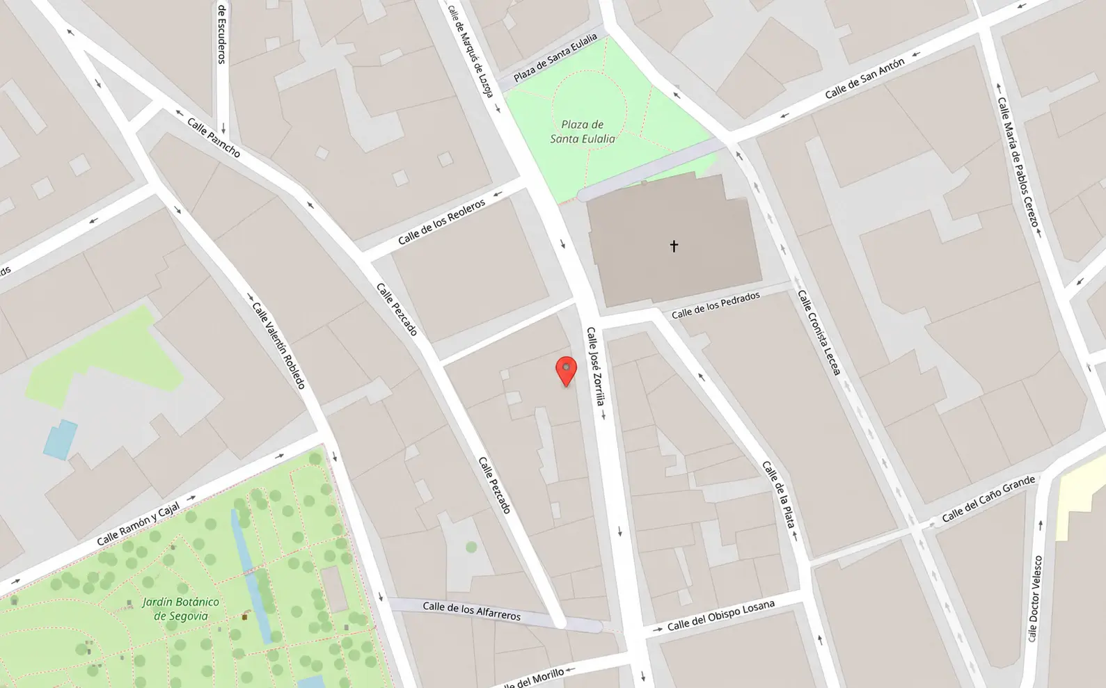 Mapa orientativo del entorno de Piecitos en la calle José Zorrilla de Segovia